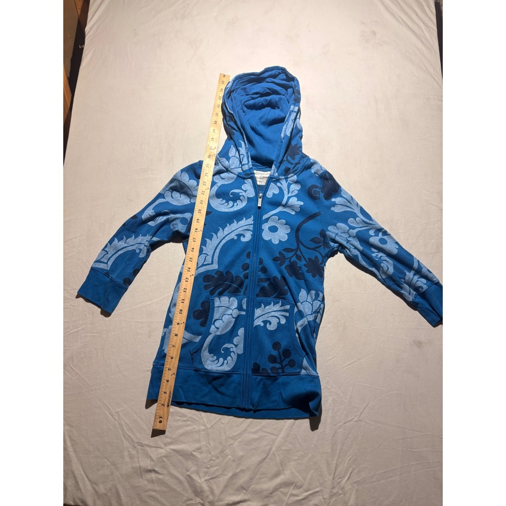 Aeropostale Blue Floral Paisley Waffle Knit Zip Up Hoodie Sweatshirt XL Stretch